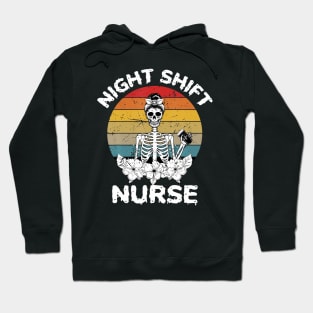 Funny Night Nurse Skeleton Halloween RN Nurses Hoodie